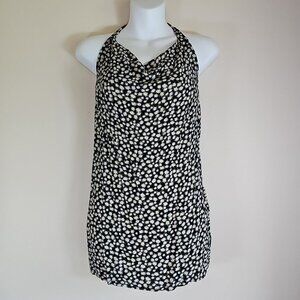American Eagle Black Daisy Print Halter Dress-Size:XS